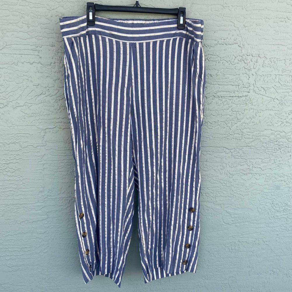 New Directions Curvy Pull On Casual Striped Pants Sz 2X